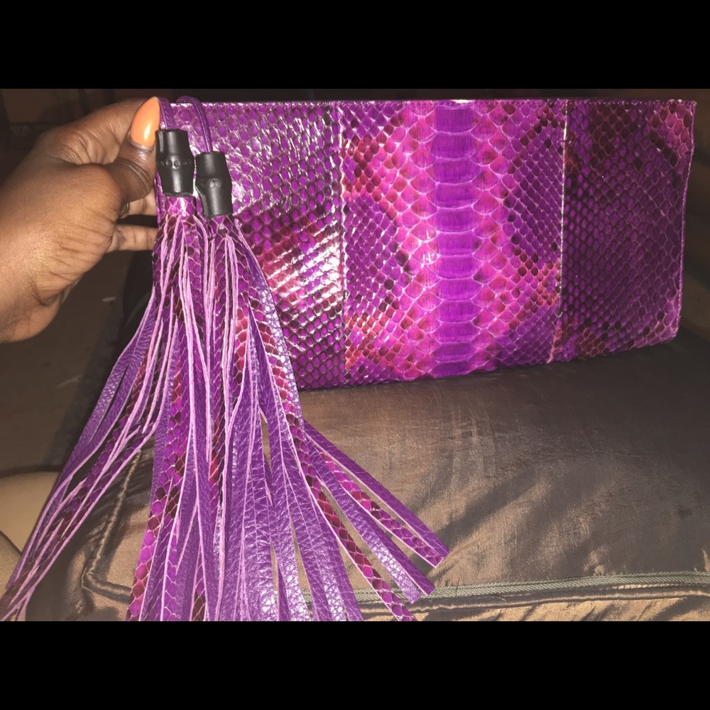 Gucci Purple python clutch